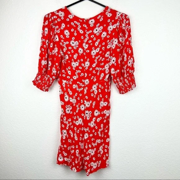 RIXO x Target Red Ditzy Daisy Floral Puff Sleeve Mini Dress, Size 2 - Picture 8 of 12